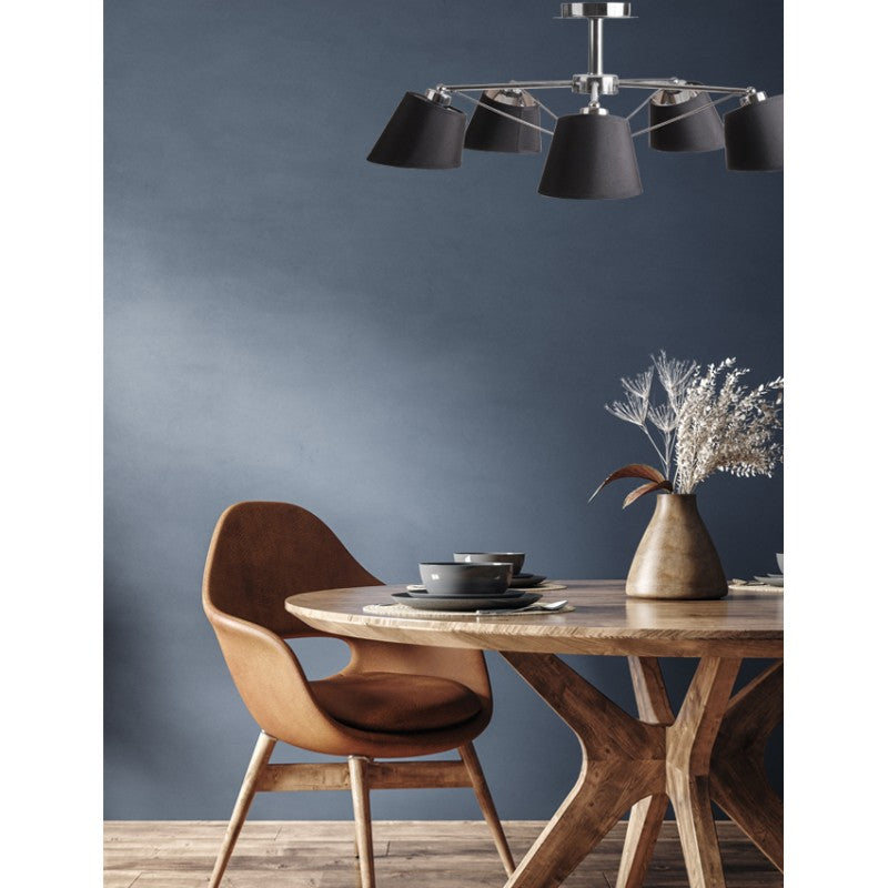 Φωτιστικό Πολύφωτο 5φ Μέταλλο/Αμπαζούρ Χρώμιο Ε27