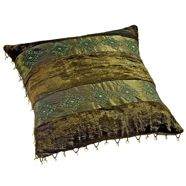 Μαξιλαροθήκη Ύφασμα με Χάντρες Πράσινη 40x40εκ