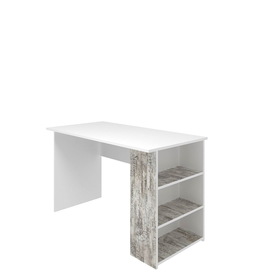 Γραφείο Pump Λευκό με Μοντέρνα Διακόσμηση και Ράφια 120x60x73