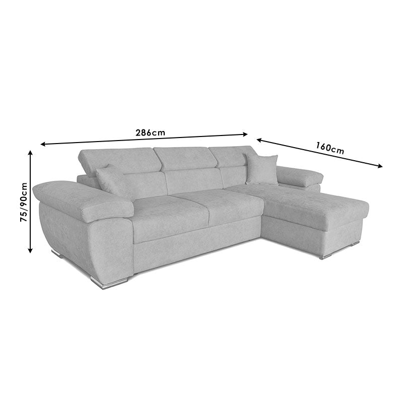 Γωνιακός Καναπές-Κρεβάτι Αναστρέψιμος Comy Μπεζ-Καφέ 286X160X75-90