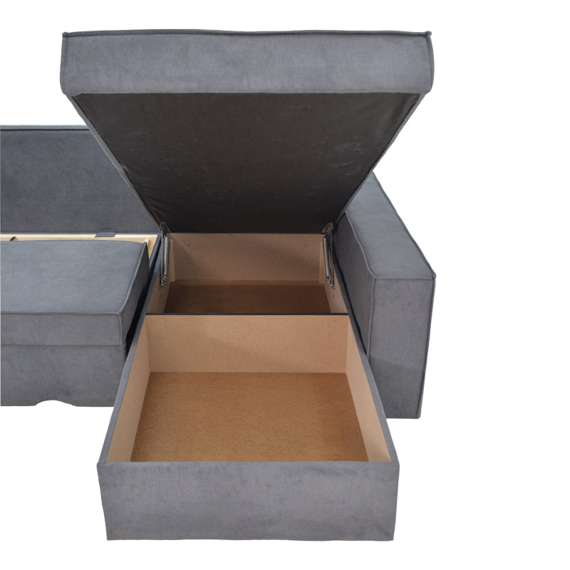 Γωνιακός Καναπές-Κρεβάτι Αναστρέψιμος Venzie Ύφασμα σε Γκρι Απόχρωση 283x214x83