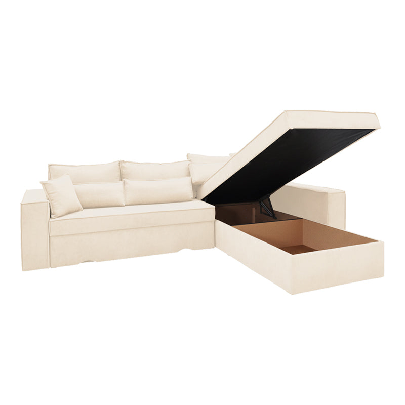 Γωνιακός Καναπές-Κρεβάτι Αναστρέψιμος Venzie Ύφασμα σε Μπεζ Απόχρωση 283x214x83