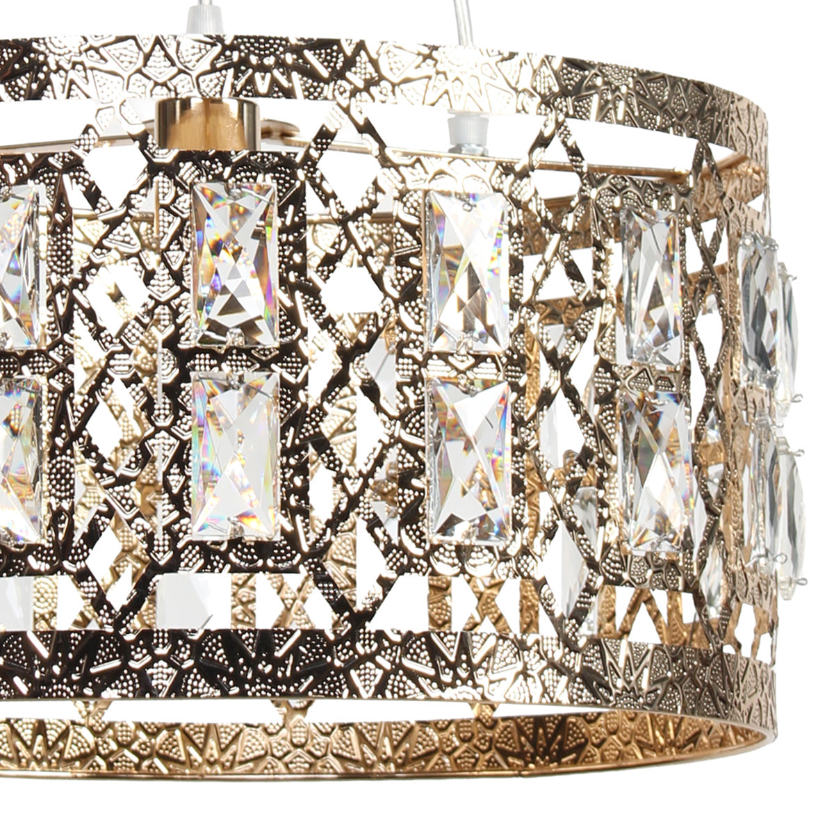 Φωτιστικό Μεταλλικό Κρεμαστό 3 x Ε27 Φ40x20 εκ. Χρυσό με Κρύσταλλα