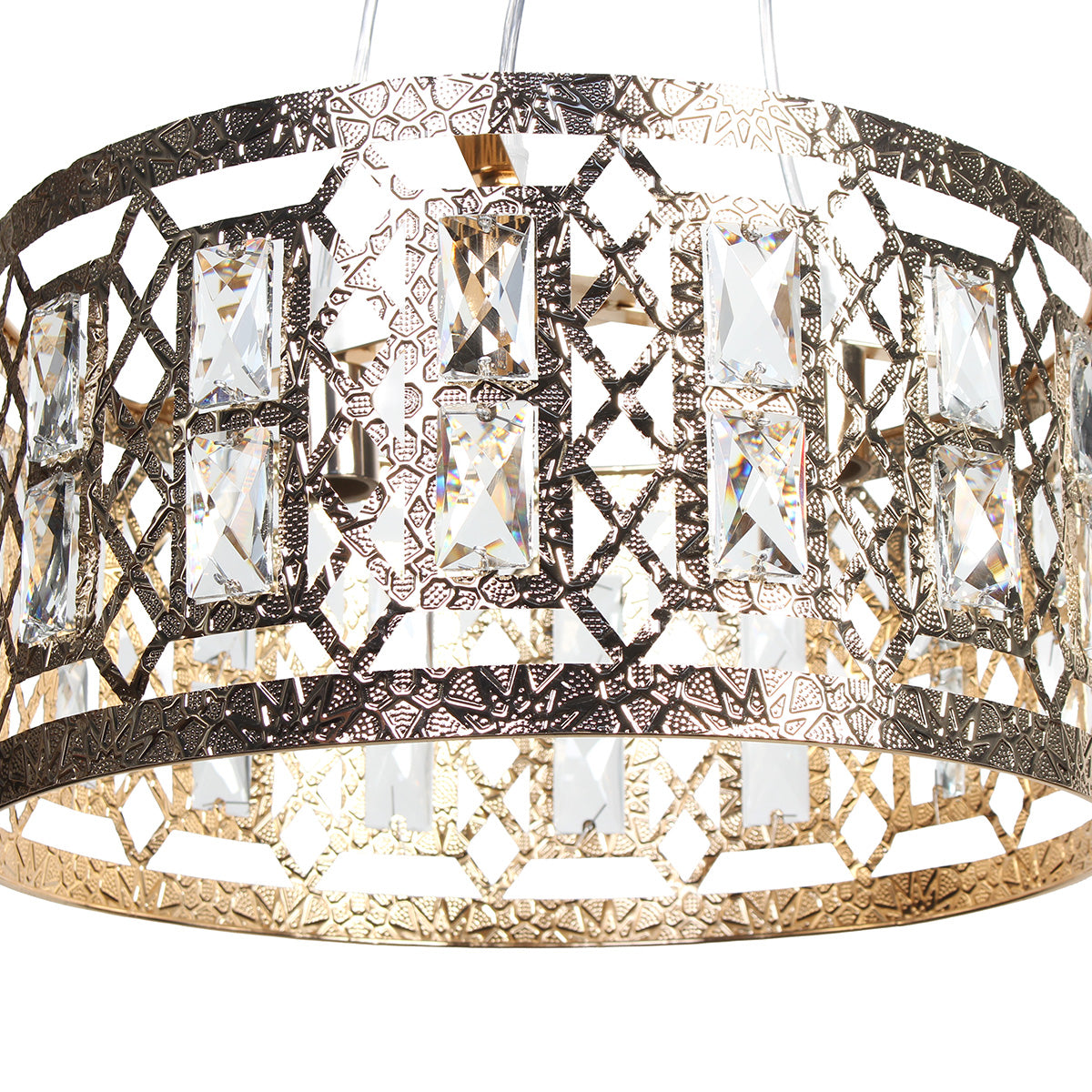 Φωτιστικό Μεταλλικό Κρεμαστό 3 x Ε27 Φ40x20 εκ. Χρυσό με Κρύσταλλα