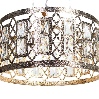 Φωτιστικό Μεταλλικό Κρεμαστό 3 x Ε27 Φ40x20 εκ. Χρυσό με Κρύσταλλα