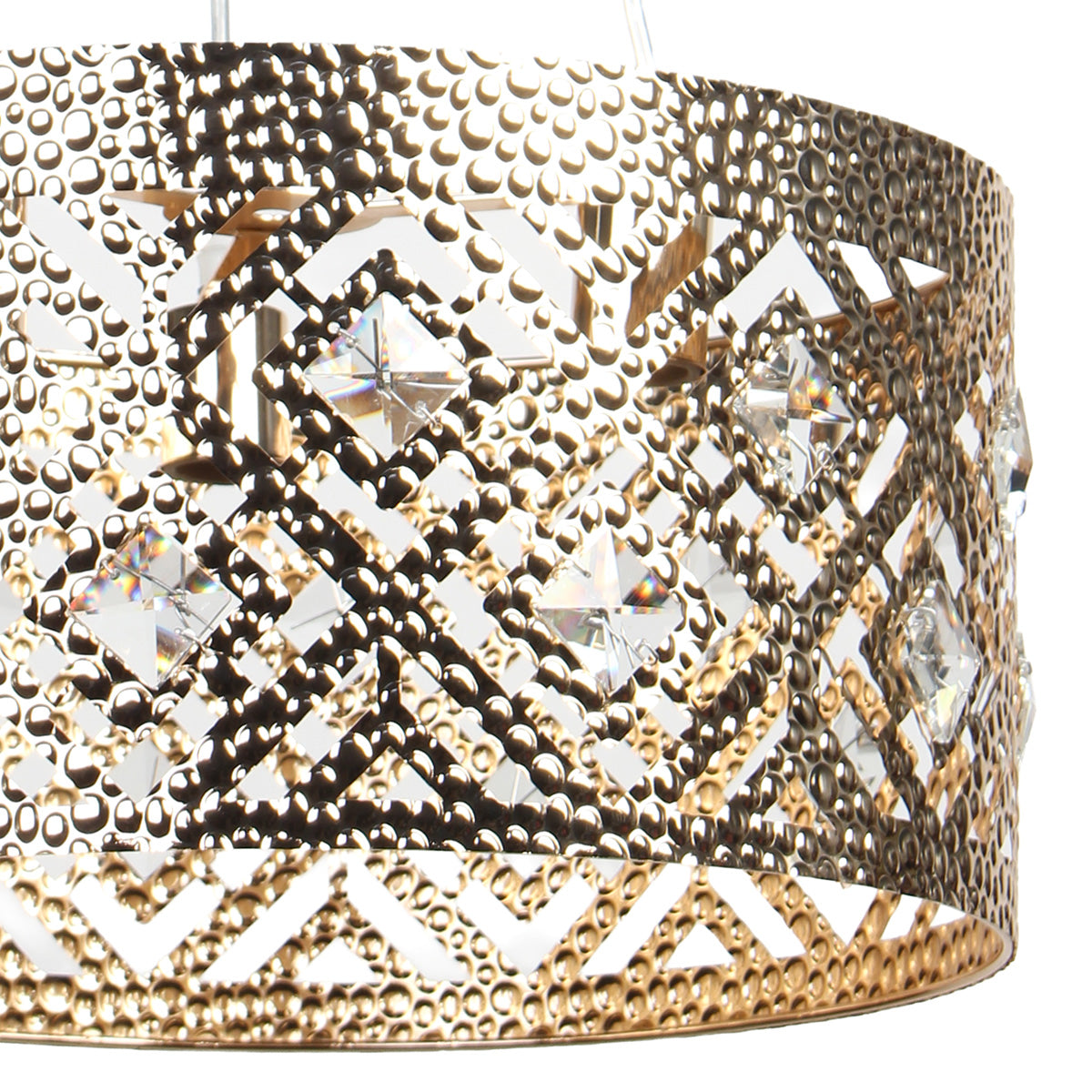 Φωτιστικό Μεταλλικό Κρεμαστό 3 x Ε27 Φ40x20 εκ. Χρυσό με Κρύσταλλα