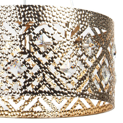 Φωτιστικό Μεταλλικό Κρεμαστό 3 x Ε27 Φ40x20 εκ. Χρυσό με Κρύσταλλα