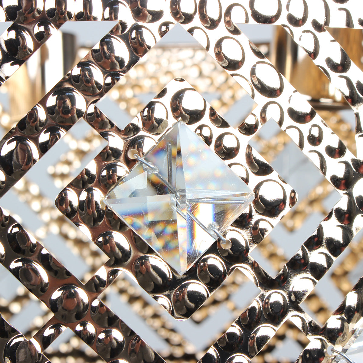 Φωτιστικό Μεταλλικό Κρεμαστό 3 x Ε27 Φ40x20 εκ. Χρυσό με Κρύσταλλα