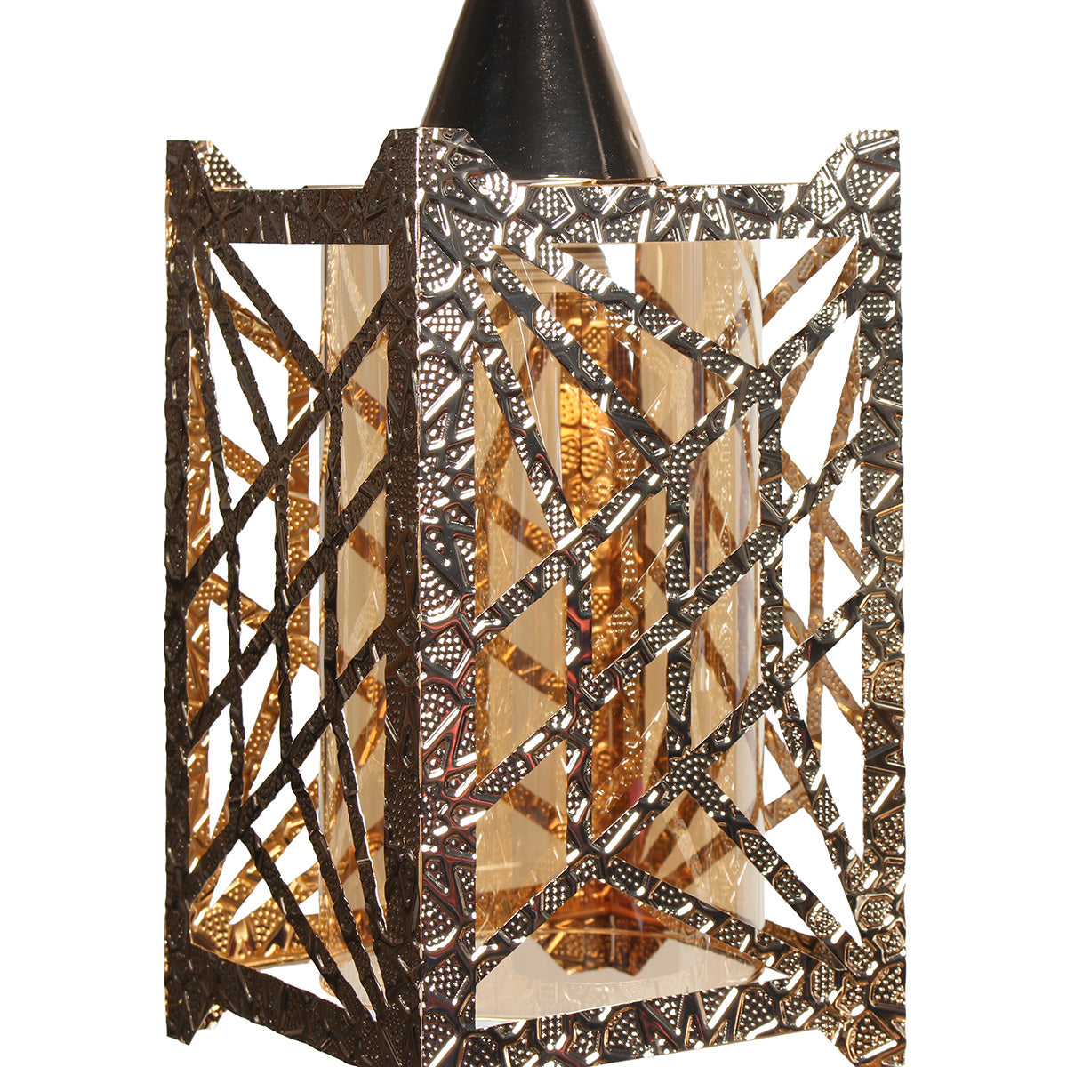 Φωτιστικό Μεταλλικό Κρεμαστό Άνισο 3 x Ε27 Φ23 εκ. Χρυσό με Γυαλιά