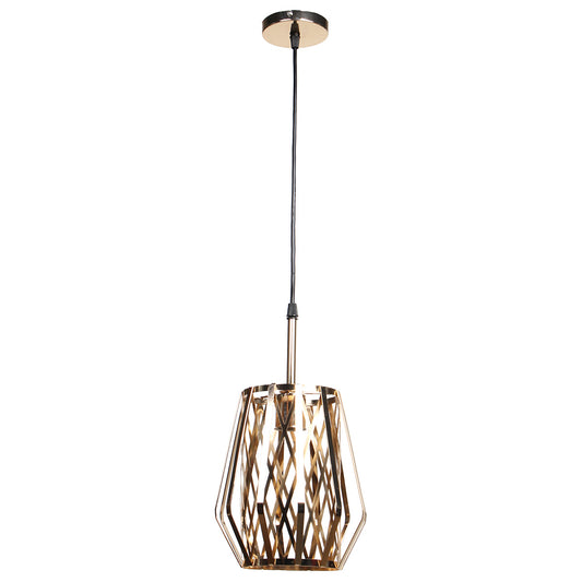 Φωτιστικό Μεταλλικό Κρεμαστό Μονόφωτο Ε27 Φ18x22 εκ. Χρυσό