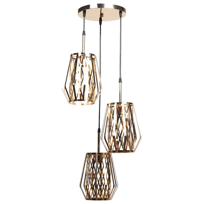 Φωτιστικό Μεταλλικό Κρεμαστό Άνισο 3 x Ε27 Φ23 εκ. Χρυσό