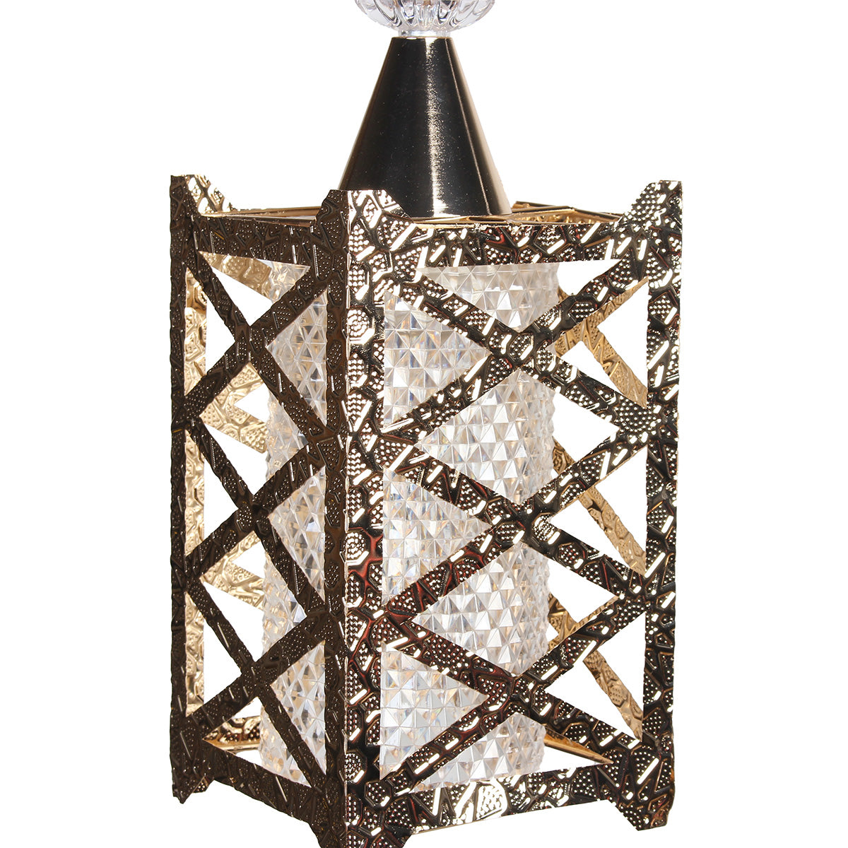 Φωτιστικό Μεταλλικό Κρεμαστό Άνισο 3 x Ε27 Φ23 εκ. Χρυσό με Ακρυλικά