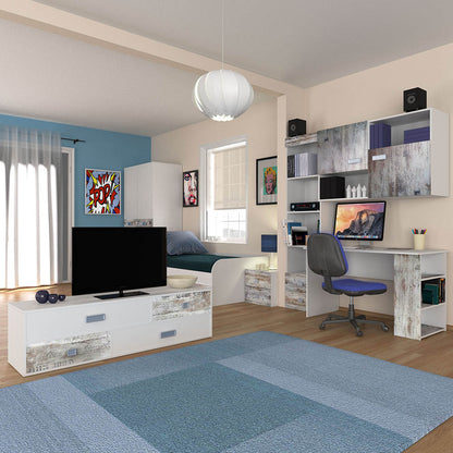 Γραφείο Pump Λευκό με Μοντέρνα Διακόσμηση και Ράφια 120x60x73