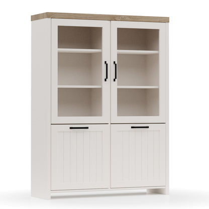 Βιτρίνα Verne Δίφυλλη Λευκό-Φυσικός Δρυς 114.8x37.2x153