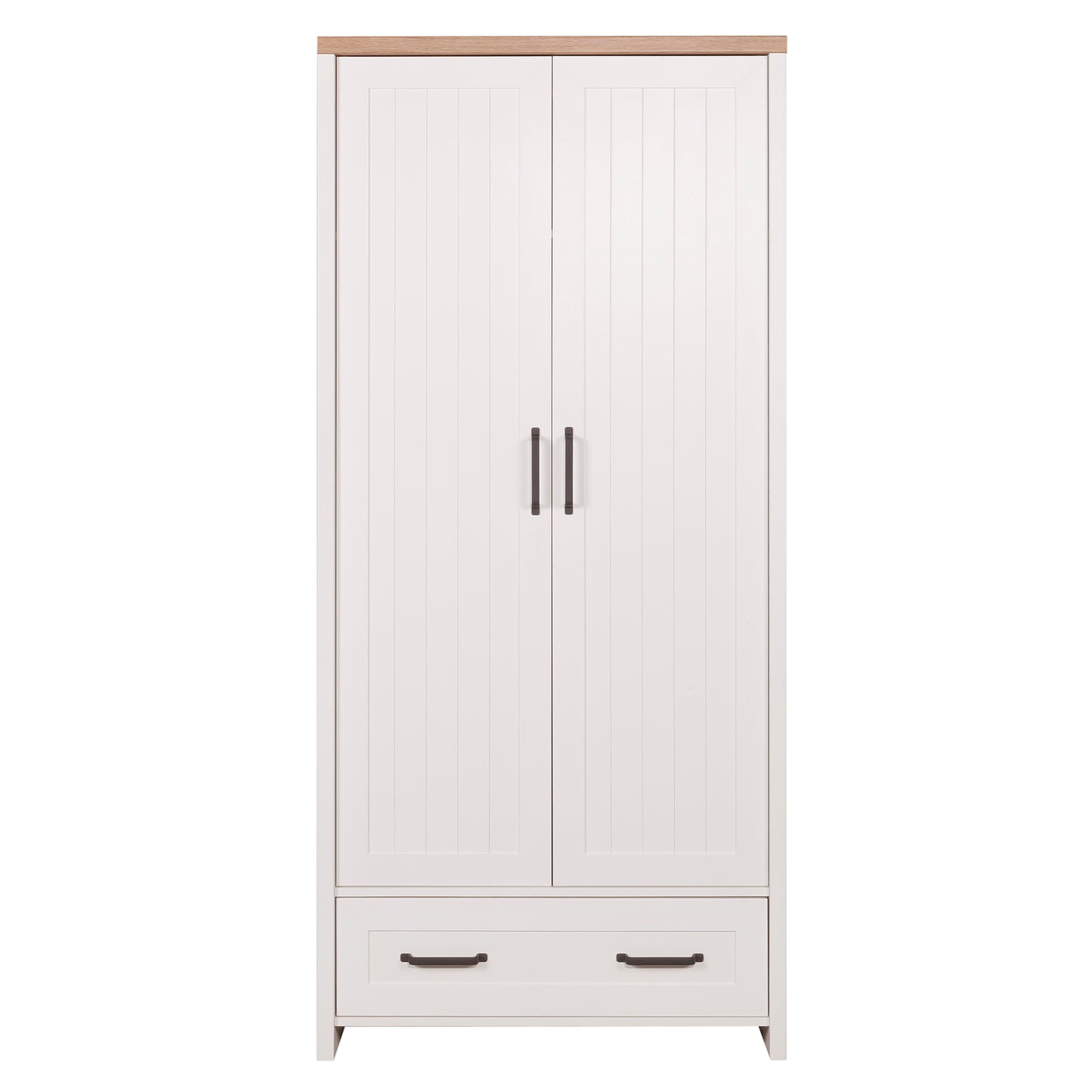 Ντουλάπα Δίφυλλη Verne Λευκό-Φυσικός Δρυς 88.8x53.1x191.6