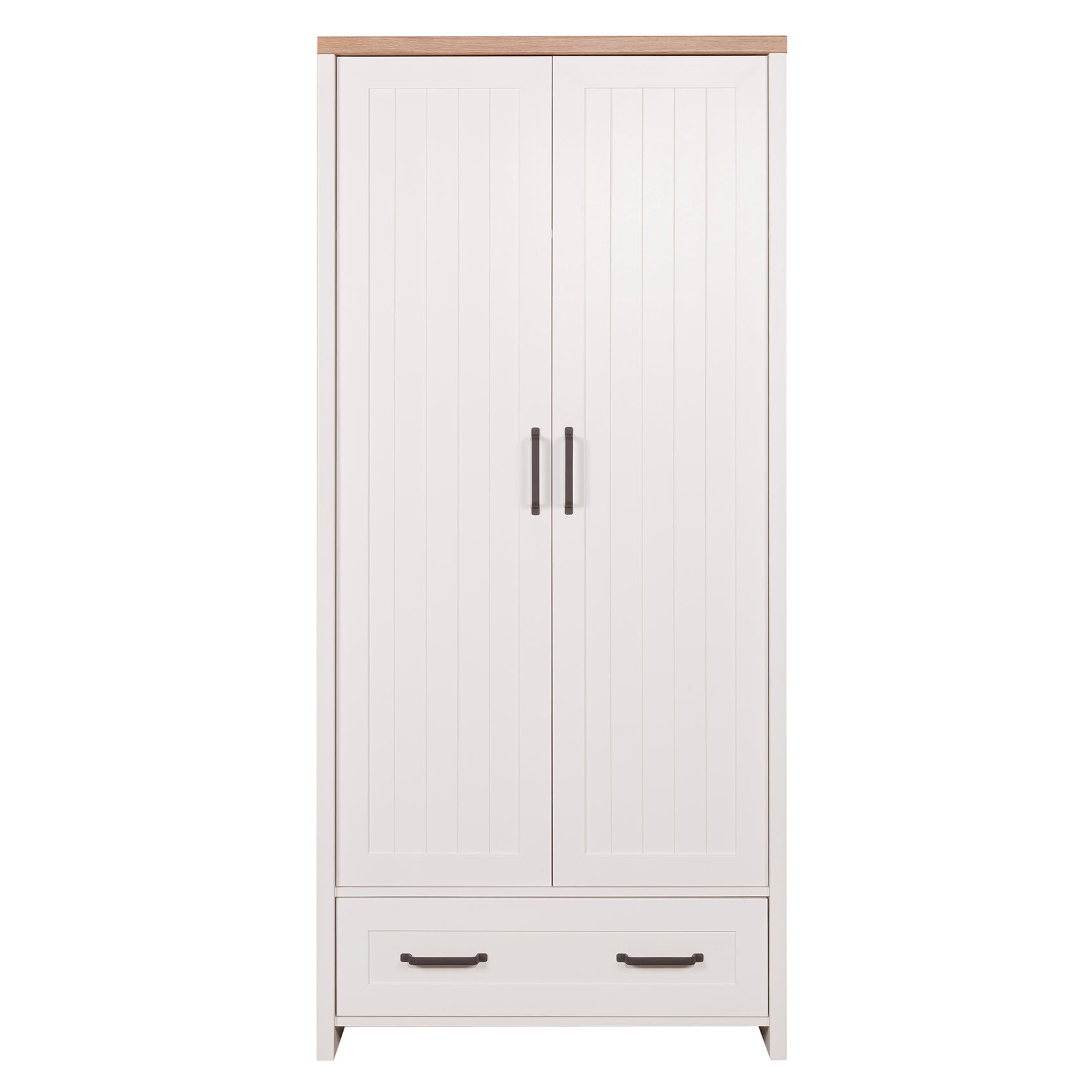 Ντουλάπα Δίφυλλη Verne Λευκό-Φυσικός Δρυς 88.8x53.1x191.6