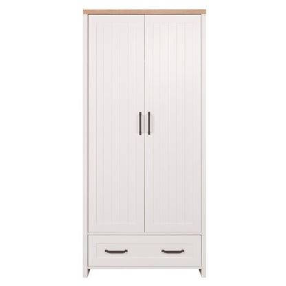 Ντουλάπα Δίφυλλη Verne Λευκό-Φυσικός Δρυς 88.8x53.1x191.6