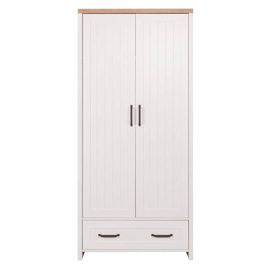 Ντουλάπα Δίφυλλη Verne Λευκό-Φυσικός Δρυς 88.8x53.1x191.6