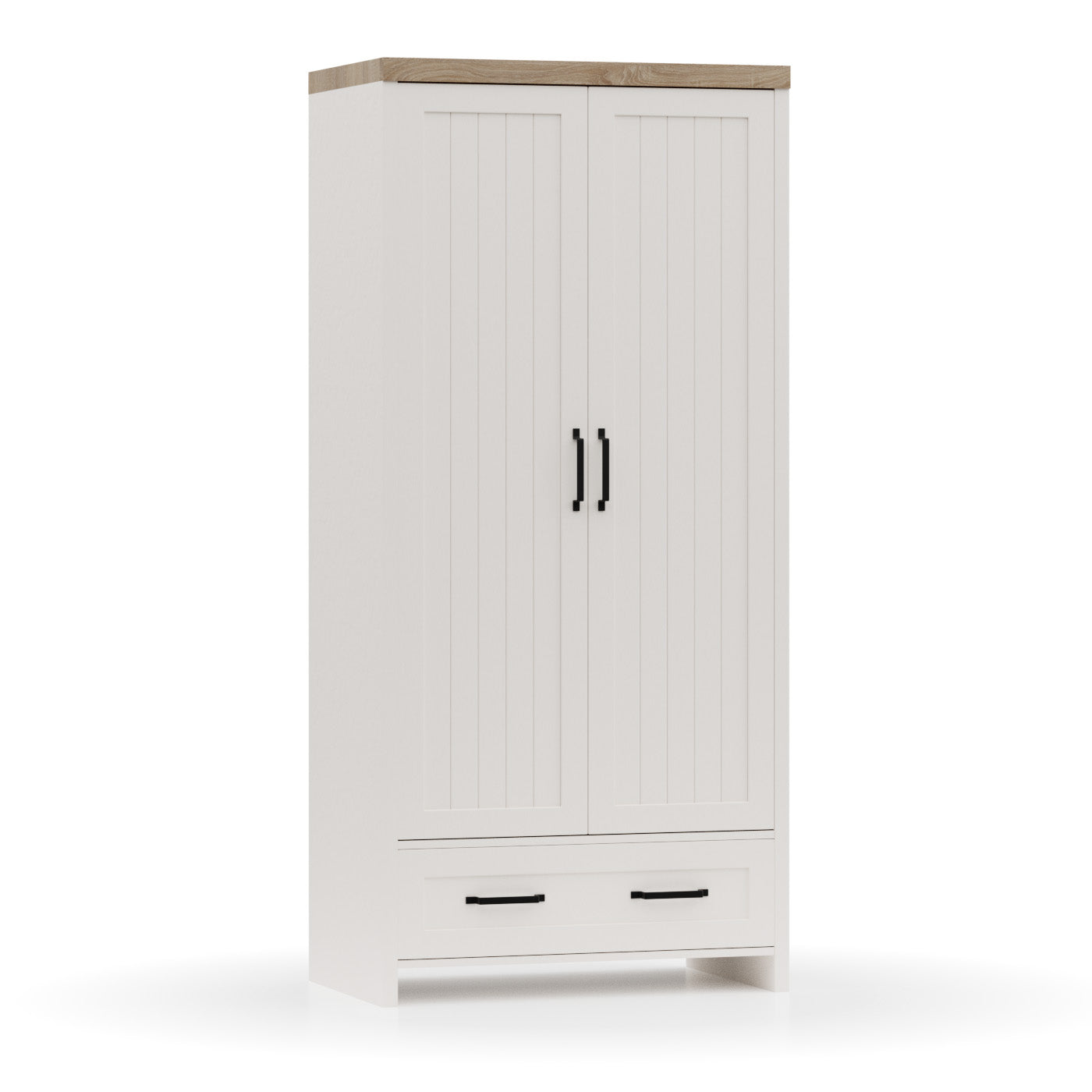 Ντουλάπα Δίφυλλη Verne Λευκό-Φυσικός Δρυς 88.8x53.1x191.6