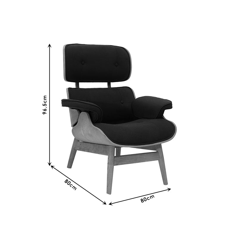 Πολυθρόνα-Υποπόδιο Relax Mirto Μασίφ Ξύλο Καρυδί-Ύφασμα Μπεζ 80X80X96,5