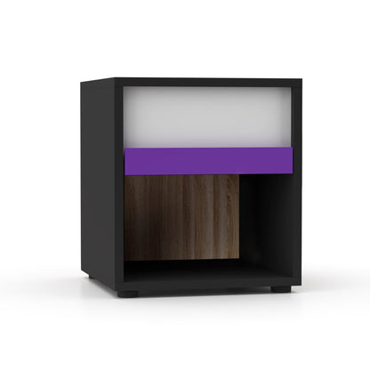 Κομοδίνο Alex Γραφίτης-Λευκό-Σονόμα Συρτάρι 36x36εκ