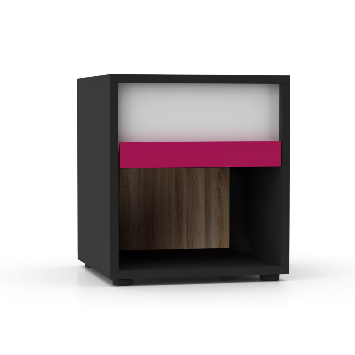 Κομοδίνο Alex Γραφίτης-Λευκό-Σονόμα Συρτάρι 36x36εκ