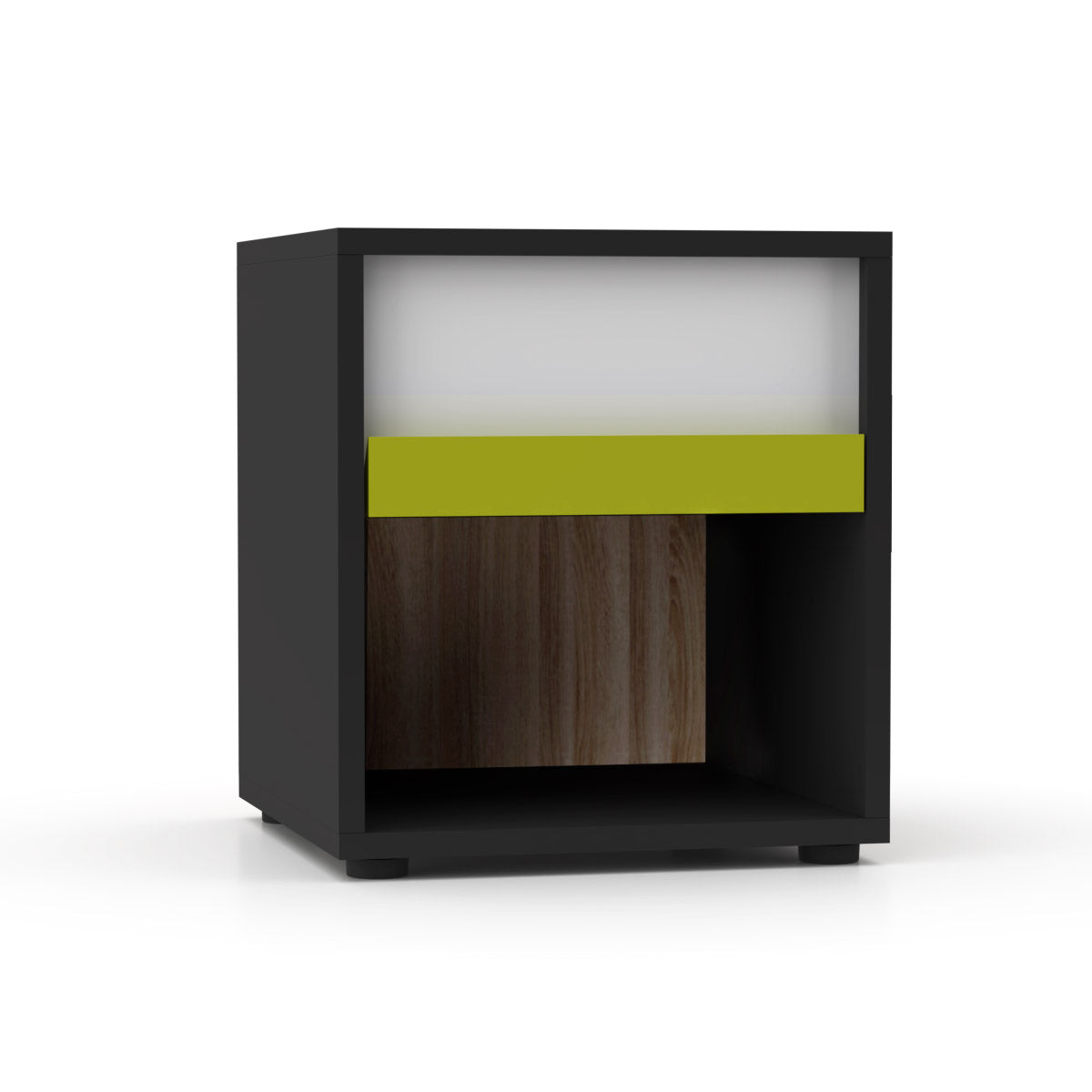 Κομοδίνο Alex Γραφίτης-Λευκό-Σονόμα Συρτάρι 36x36εκ