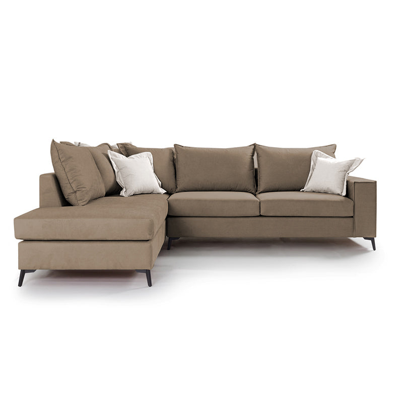 Γωνιακός Καναπές Δεξιά Γωνία Romantic Ύφασμα Mocha-Cream 290x235x95