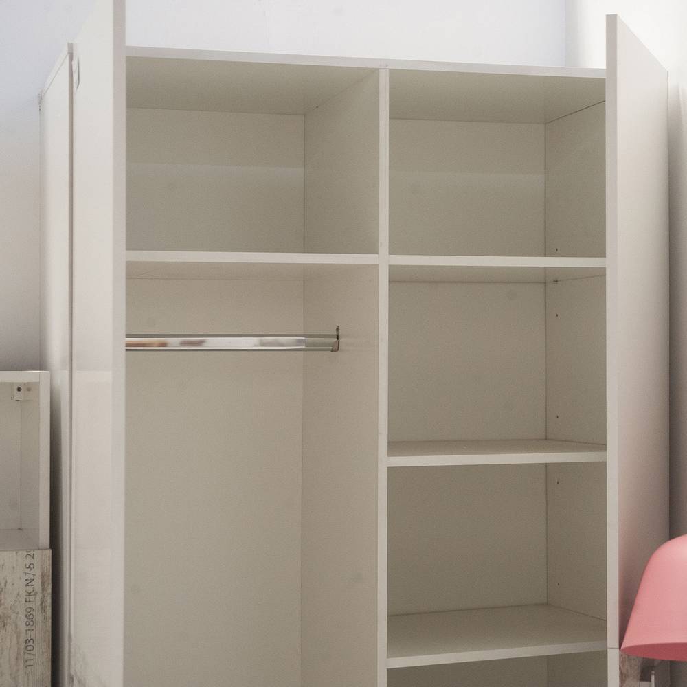 Ντουλάπα Δίφυλλη Pump 100x56x198 Λευκό-Λευκό Αντικέ