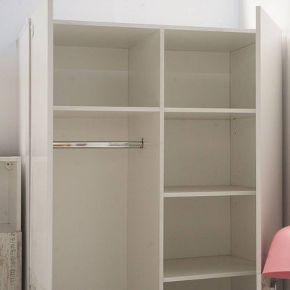 Ντουλάπα Δίφυλλη Pump 100x56x198 Λευκό-Λευκό Αντικέ