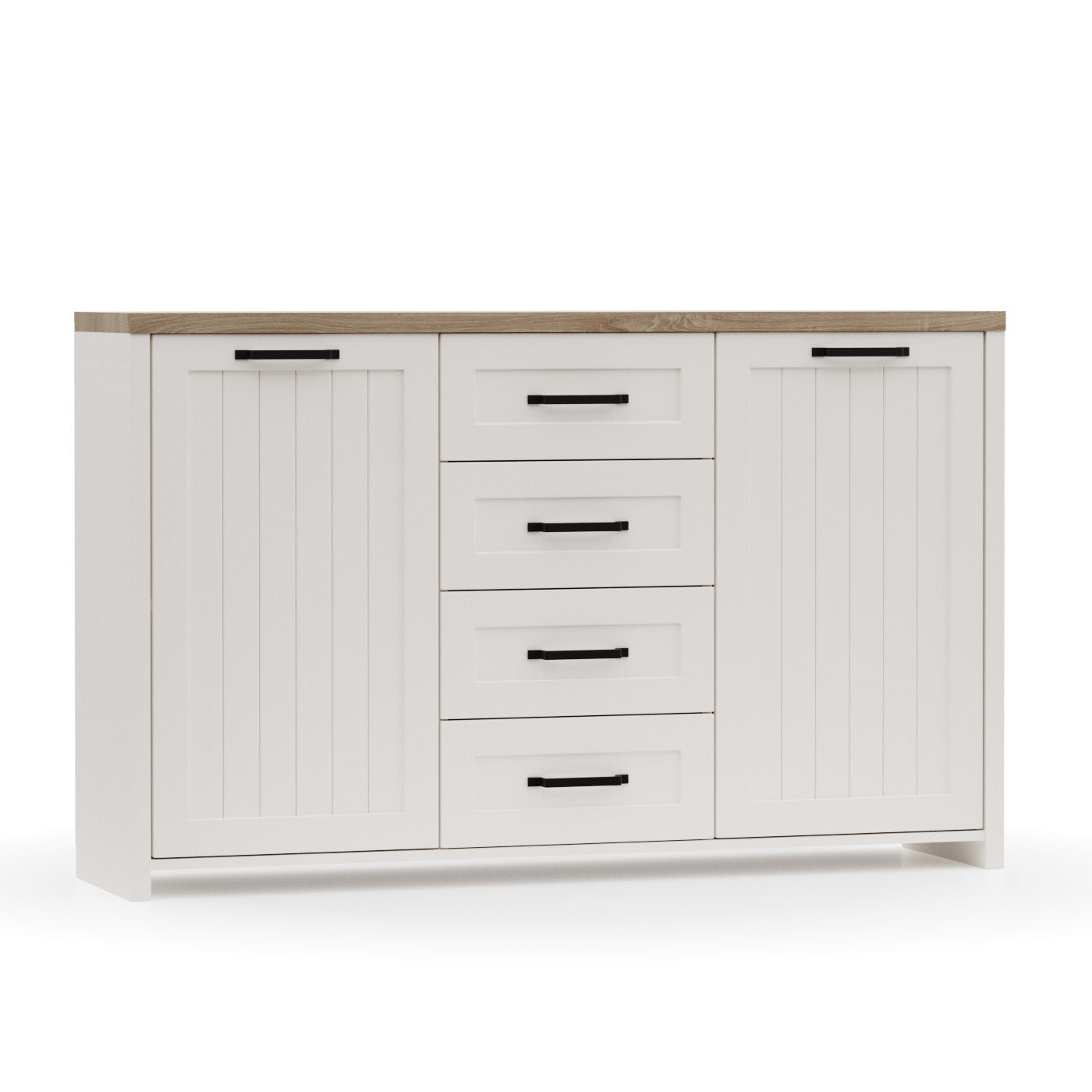 Μπουφές Verne 147.9x37.2x91.8 Λευκό-Φυσικό Δρυς