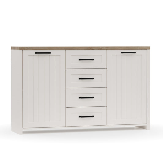 Μπουφές Verne 147.9x37.2x91.8 Λευκό-Φυσικό Δρυς