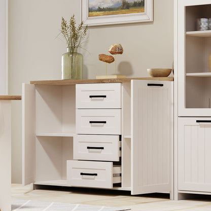 Μπουφές Verne 147.9x37.2x91.8 Λευκό-Φυσικό Δρυς