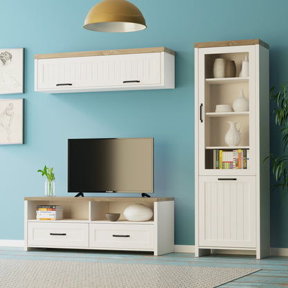 Σύνθεση Τηλεόρασης Verne Λευκό-Φυσικός Δρυς 197.6x45x191.6