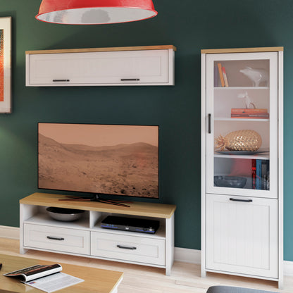 Σύνθεση Τηλεόρασης Verne Λευκό-Φυσικός Δρυς 197.6x45x191.6