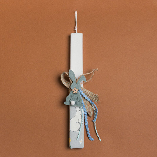 Λαμπάδα Λευκή 33εκ Τσόχινος Λαγός σε Συσκευασία Δώρου