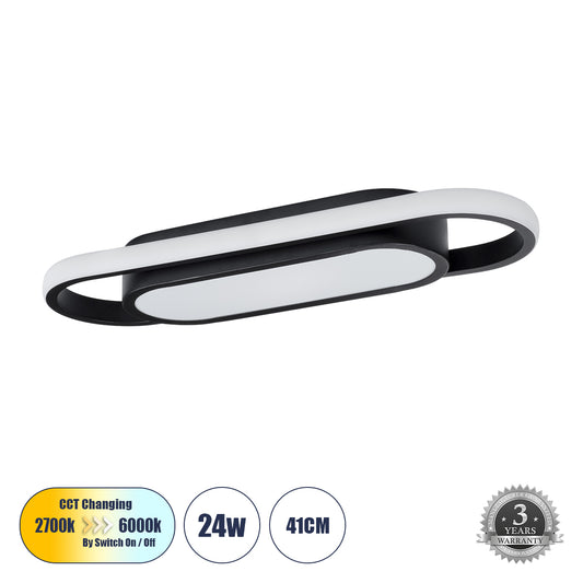 IGOR 61216 Φωτιστικό Οροφής Linear Design LED CCT 24W 2880lm 210° AC 220-240V - Εναλλαγή Φωτισμού μέσω Διακόπτη On/Off All In One Ψυχρό 6000k+Φυσικό 4500k+Θερμό 2700k Μ41 x Π13 x Υ4.5cm - Μαύρο