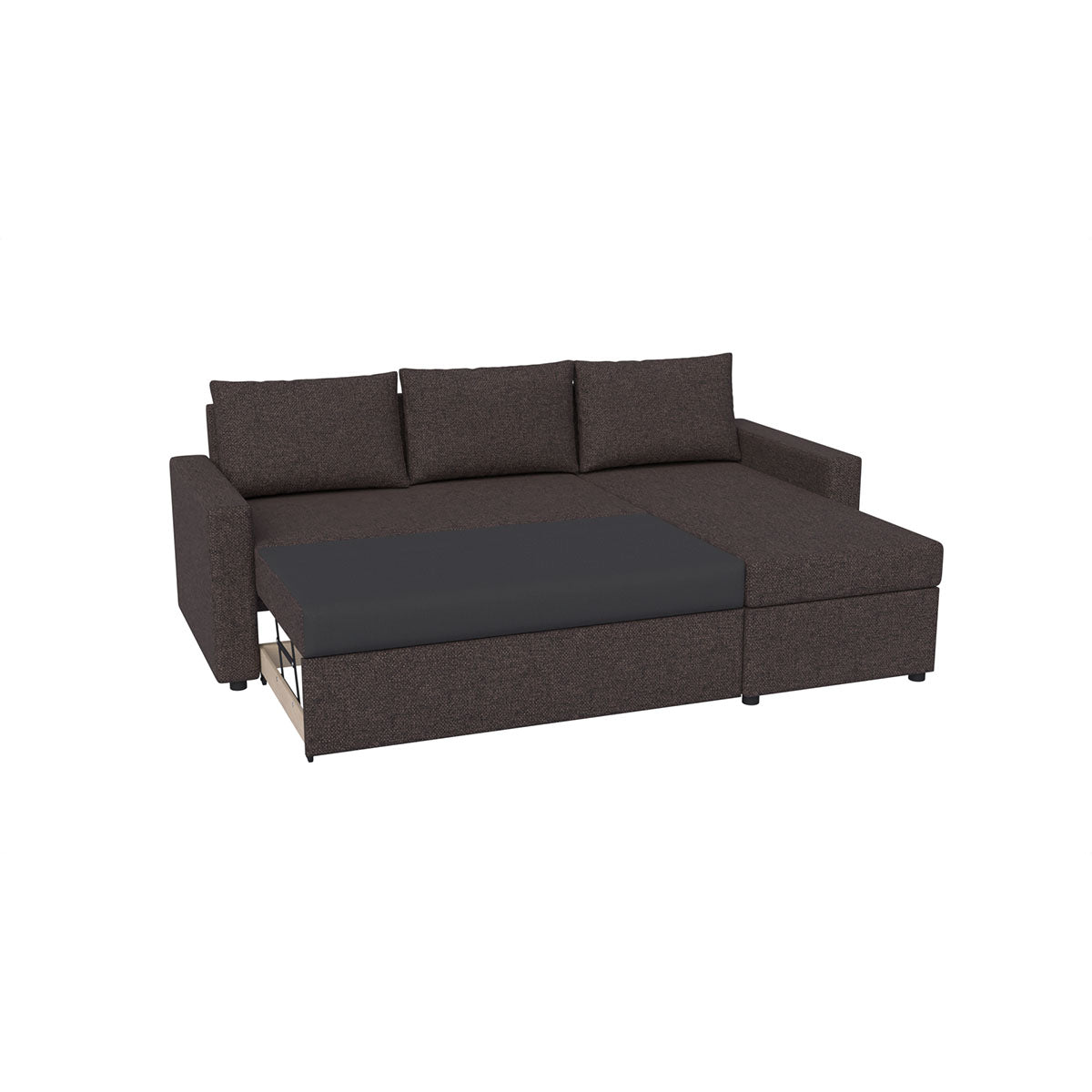 Γωνιακός Καναπές Κρεβάτι Concept με Αναστρέψιμη Γωνία & Αποθηκευτικό Χώρο Καφέ 218x153x80