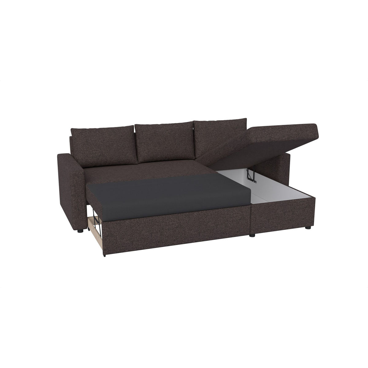 Γωνιακός Καναπές Κρεβάτι Concept με Αναστρέψιμη Γωνία & Αποθηκευτικό Χώρο Καφέ 218x153x80
