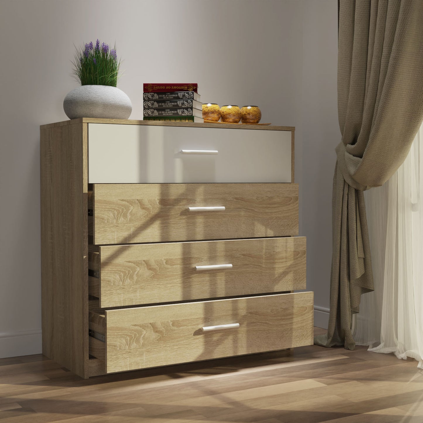 Συρταριέρα Rico Λευκό-Σονόμα 90x45x91