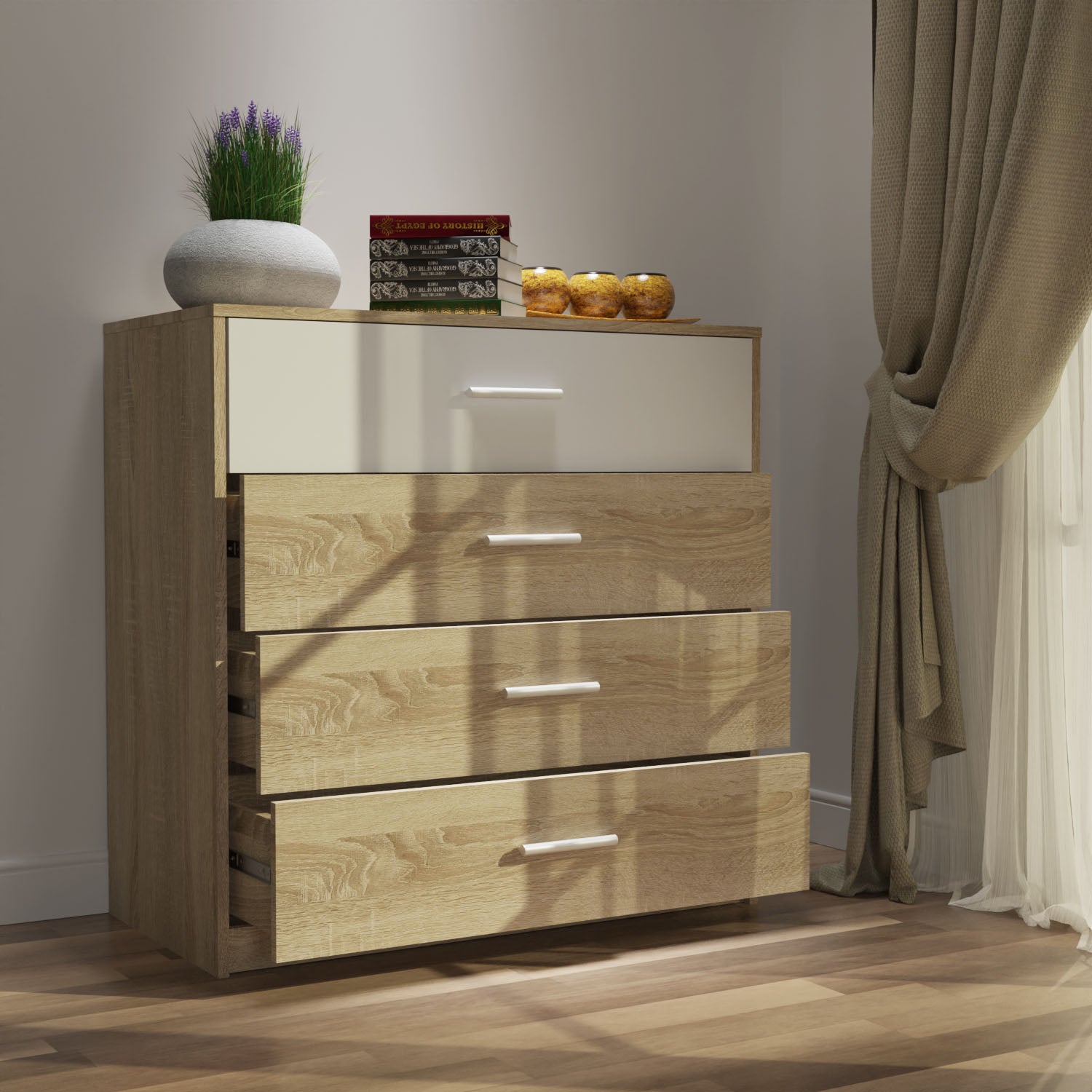 Συρταριέρα Rico Λευκό-Σονόμα 90x45x91