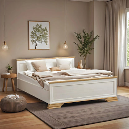 Κρεβάτι Jaden Golden Oak-Λευκό Antique 160x200εκ