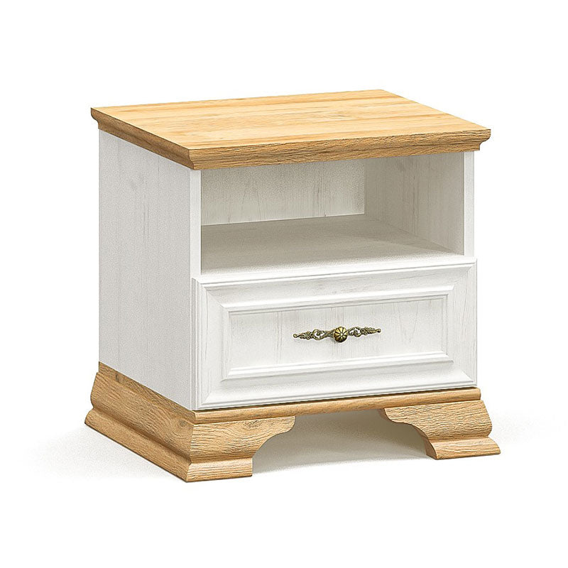 Κομοδίνο Jaden Golden Oak-Λευκό Antique 49x41x47