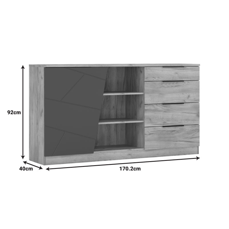 Μπουφές Phoebe σε Sonoma - Γκρι Απόχρωση 170.2x40x92