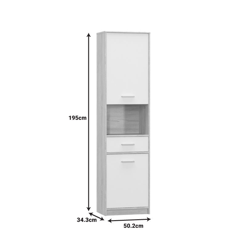 Στήλη Letto σε Oak - Λευκό Ματ Απόχρωση 50,2x34,3x195