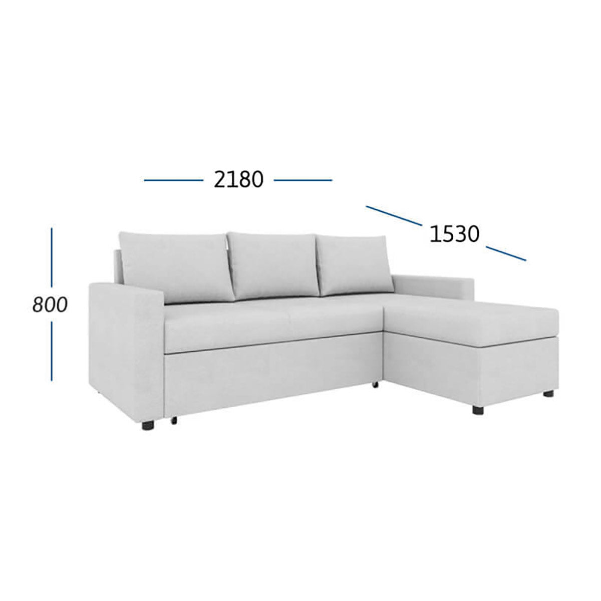 Γωνιακός Καναπές Κρεβάτι Concept με Αναστρέψιμη Γωνία & Αποθηκευτικό Χώρο Μπεζ 218x153x80