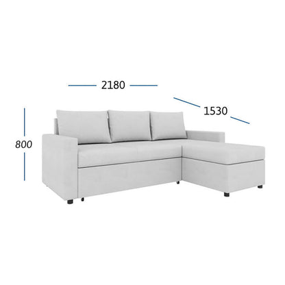 Γωνιακός Καναπές Κρεβάτι Concept με Αναστρέψιμη Γωνία & Αποθηκευτικό Χώρο Μπεζ 218x153x80