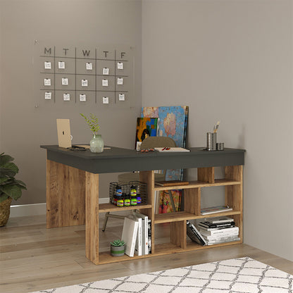 Γραφείο Γωνιακό Rosaline Ανθρακί-Oak 120x129x72