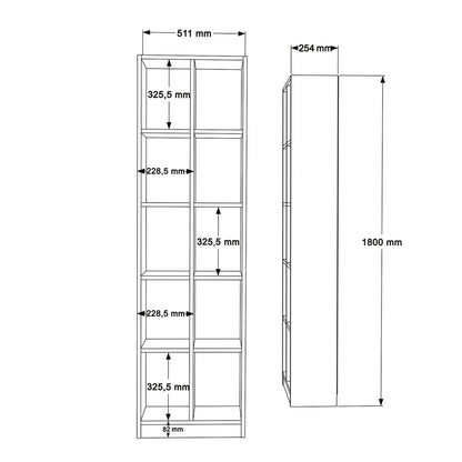 Βιβλιοθήκη Oteca 10 Θέσεων σε Φυσική Απόχρωση 51.1x25.4x180