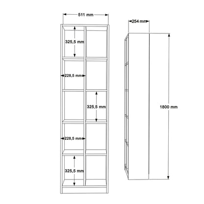 Βιβλιοθήκη Oteca 10 Θέσεων σε Λευκή Απόχρωση 51.1x25.4x180